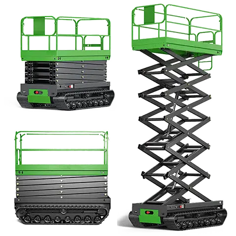 Dade rough terrain crawler type scissor lift with rubber tracks