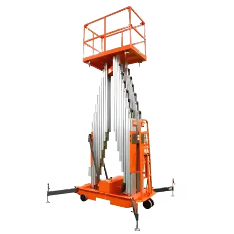 Dade double mast aluminum hydraulic lifting platform with stabilizer legs