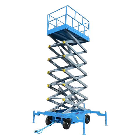 Dade mobile hydraulic scissor lift platform with stable outriggers