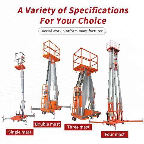Dade aluminum mast lift platform family with various specifications