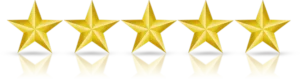 5 stars rating badge for customer satisfaction and service quality