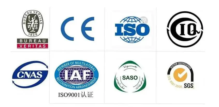 DADE Machinery CE certified and ISO9001 compliant manufacturer logos for industrial lifts
