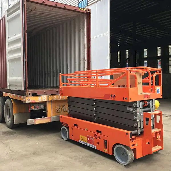 DADE Machinery expert shipping container loading for international aerial lift export