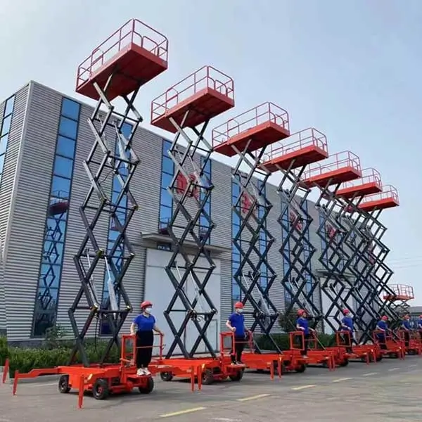 DADE Machinery assembly line with high altitude hydraulic lifting platforms in batch production