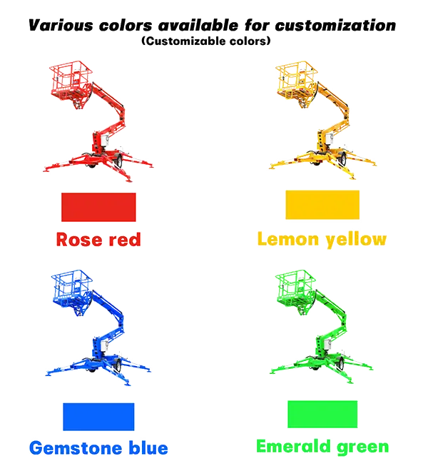 DADE Machinery customizable aerial lift platforms available in various colors and OEM specifications
